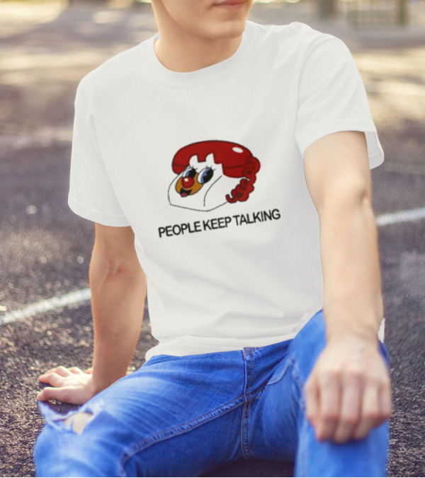 People Keep Talking October 10 2024 Chicago Il Retro Red Telephone T-Shirt