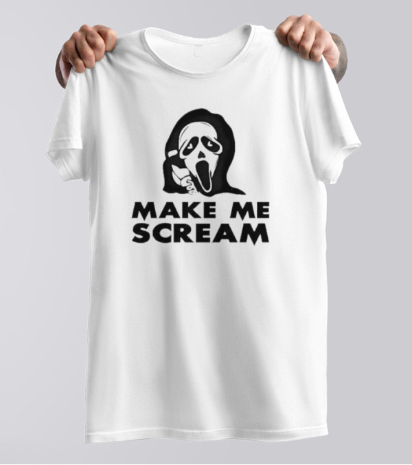 Self Proclaimed Store Ghostface Make Me Scream Horror Mask T-Shirt