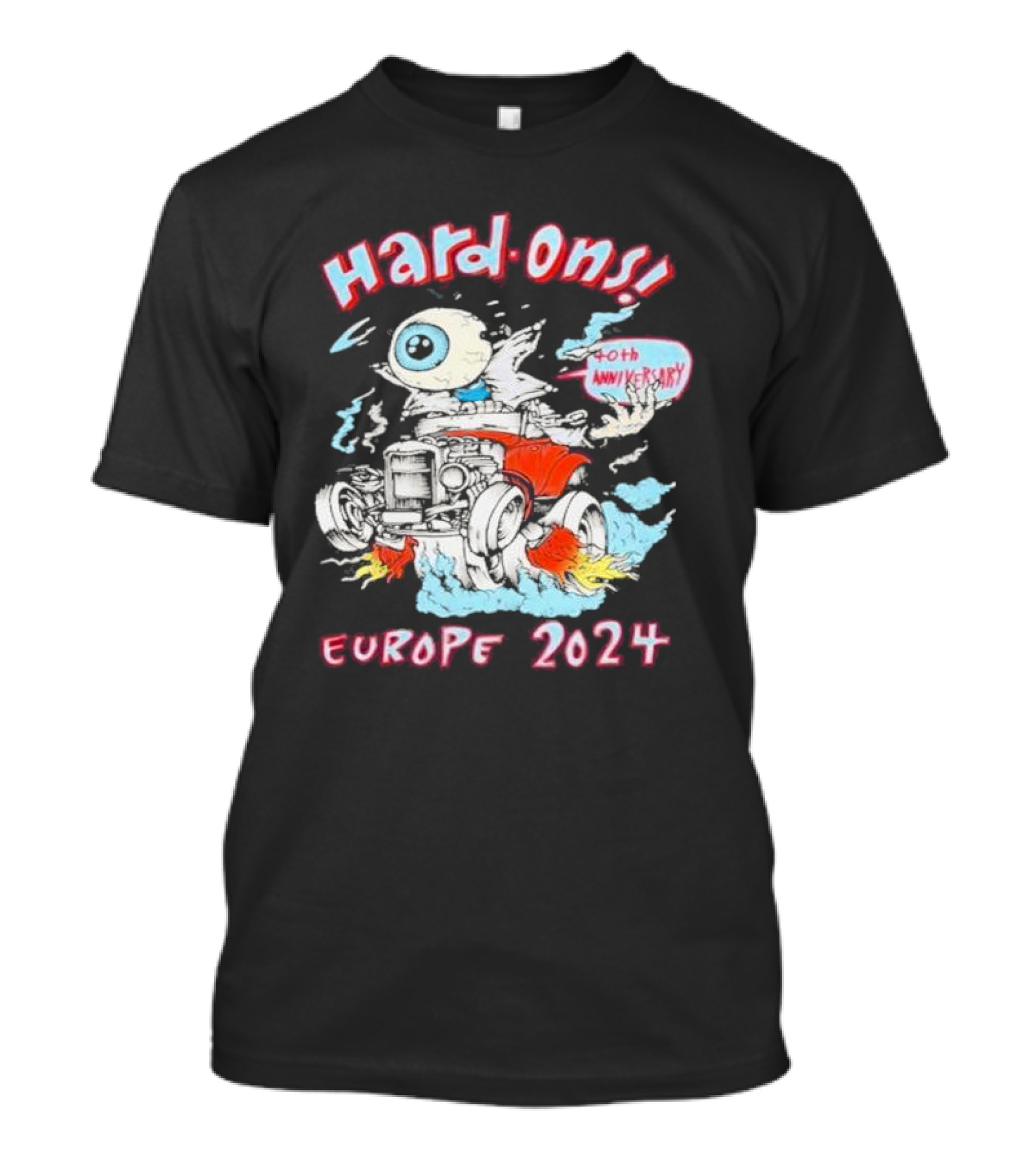 Hard Ons Europe 2024 40th Anniversary Eyeball Hot Rod T-Shirt