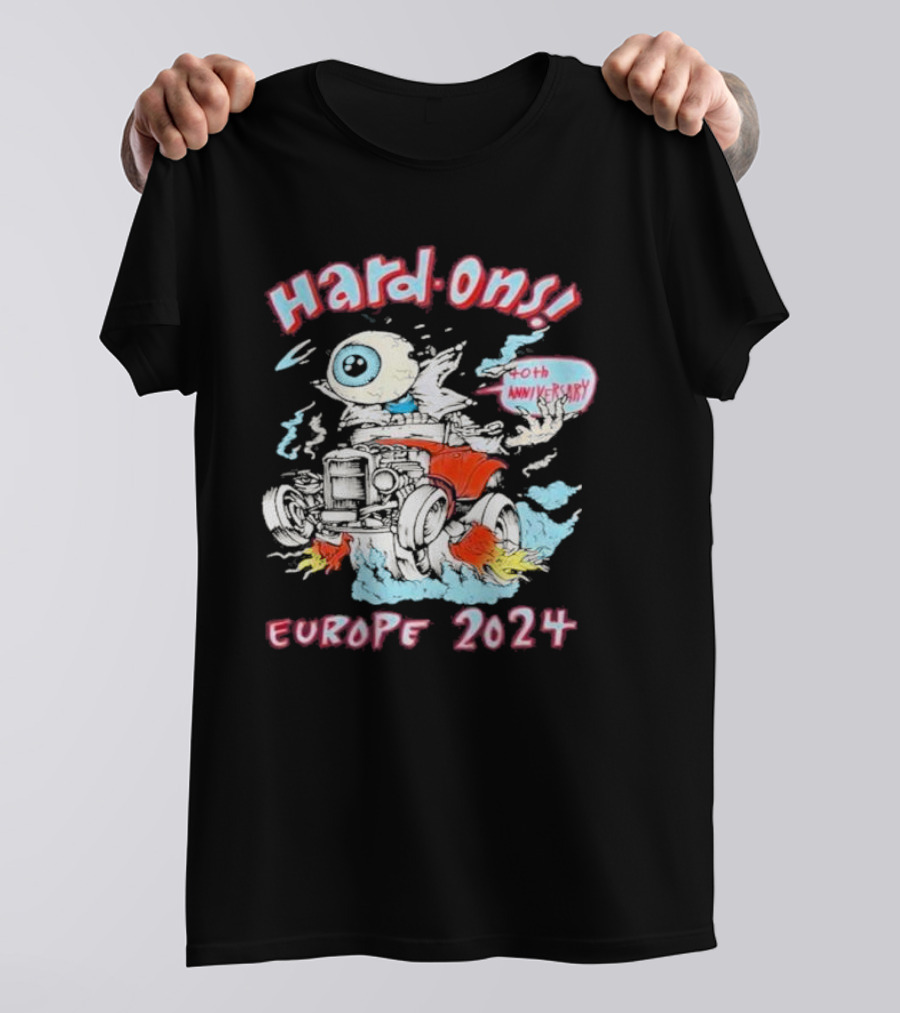 Hard Ons Europe 2024 40th Anniversary Eyeball Hot Rod T-Shirt
