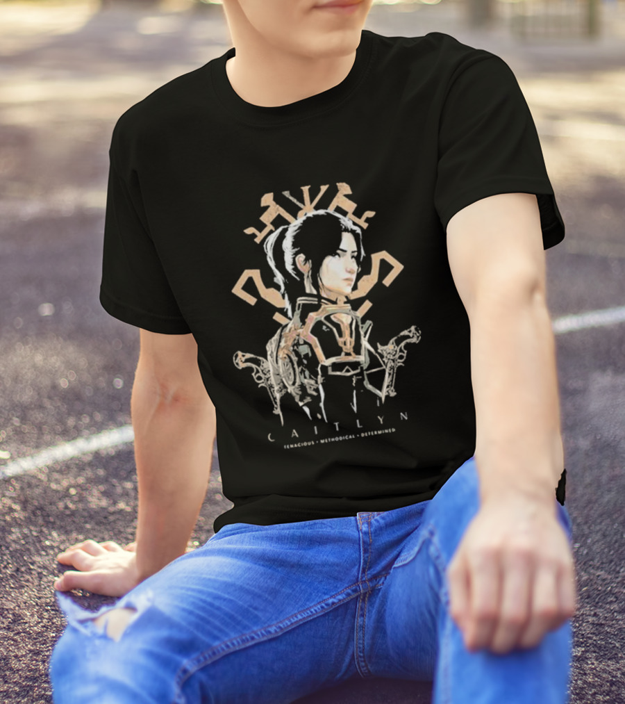 Caitlyn Heroes And Villains Arcane League Of Legends Kiramman Insignia Tenacious Methodical Determined T-Shirt