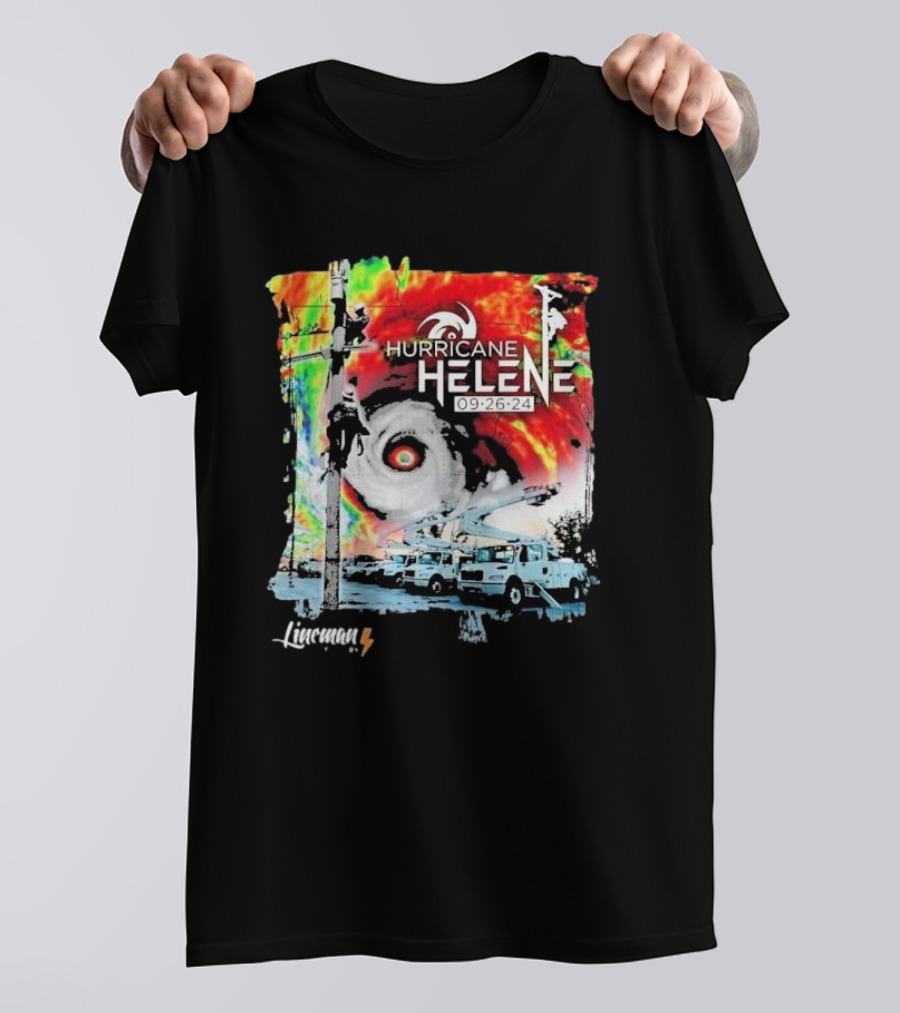 Hurricane Helene 09:26:24 Lineman T-Shirt