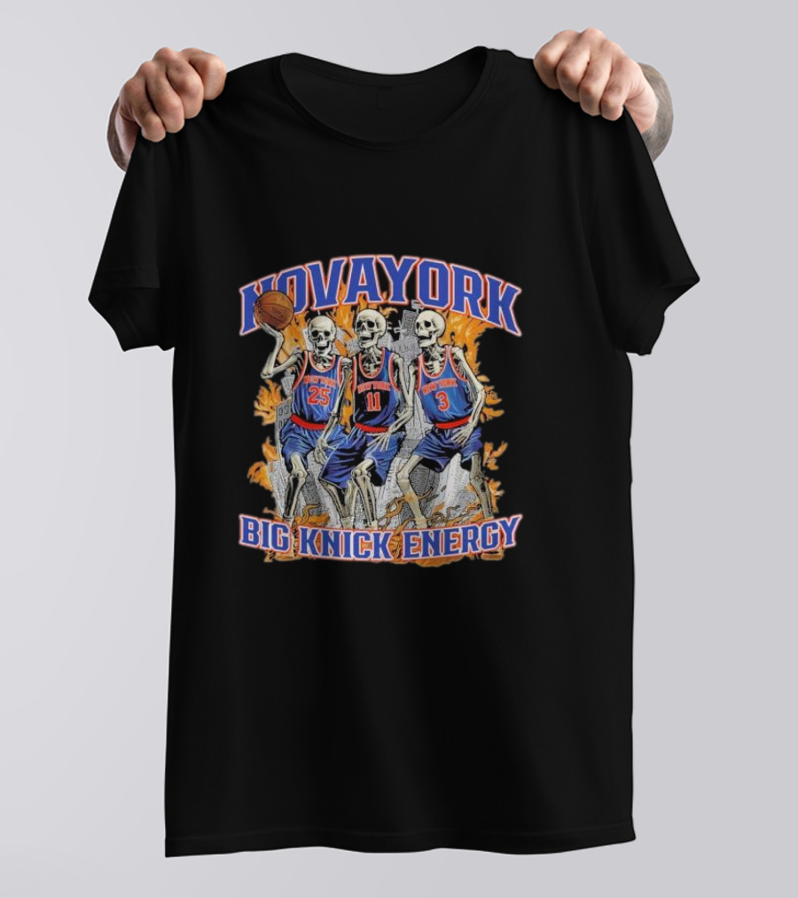 Nova York Big Knick Energy Skeleton Basketball Trio T-Shirt