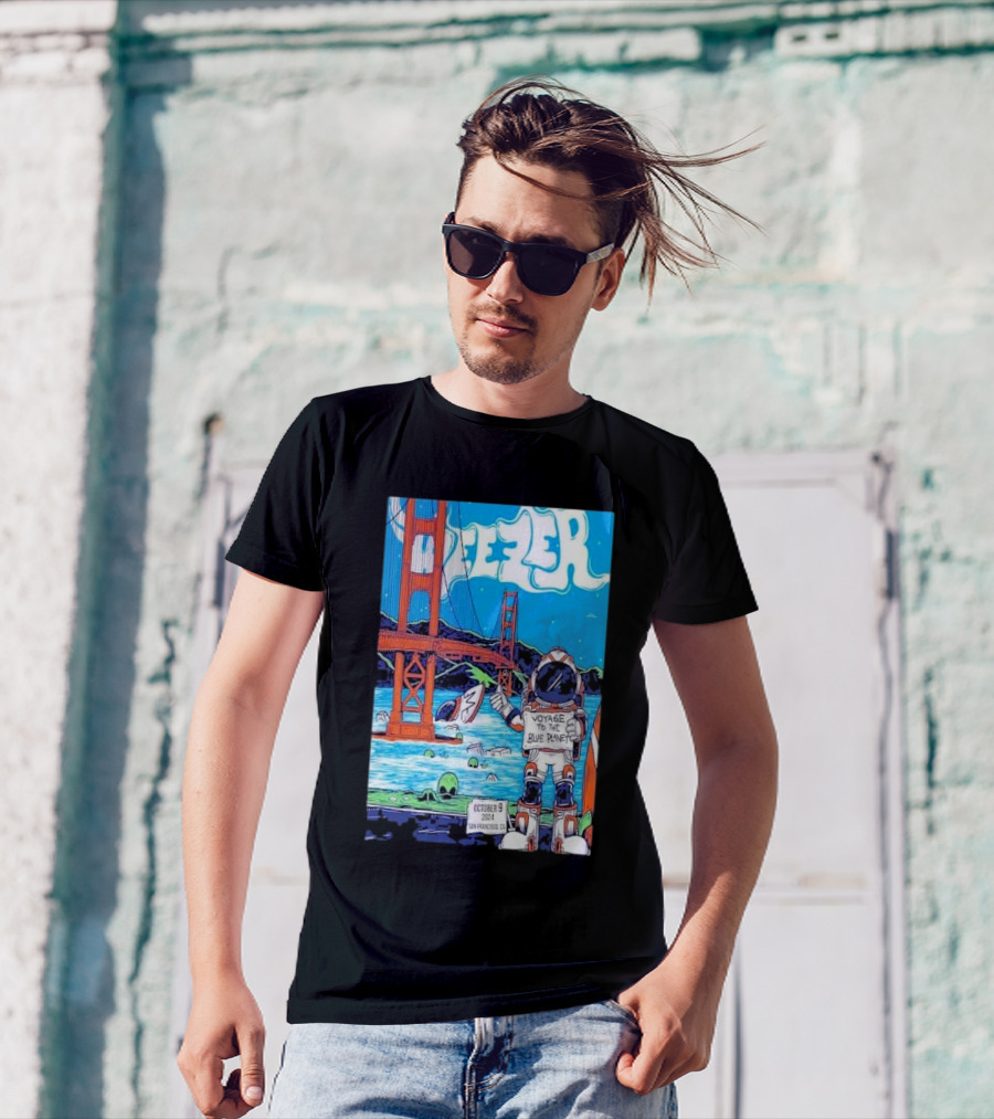 Weezer Voyage To The Blue Planet Golden Gate Bridge October 9 2024 San Francisco Ca T-Shirt