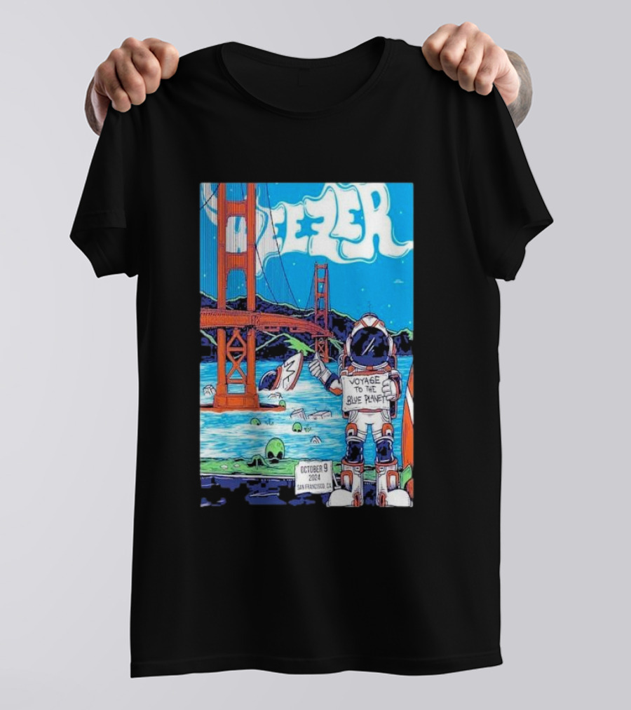 Weezer Voyage To The Blue Planet Golden Gate Bridge October 9 2024 San Francisco Ca T-Shirt