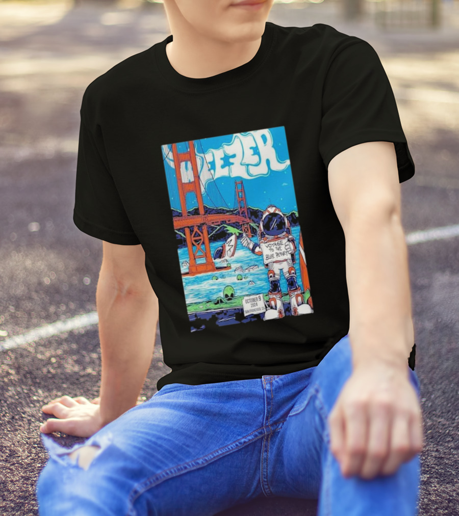 Weezer Voyage To The Blue Planet Golden Gate Bridge October 9 2024 San Francisco Ca T-Shirt
