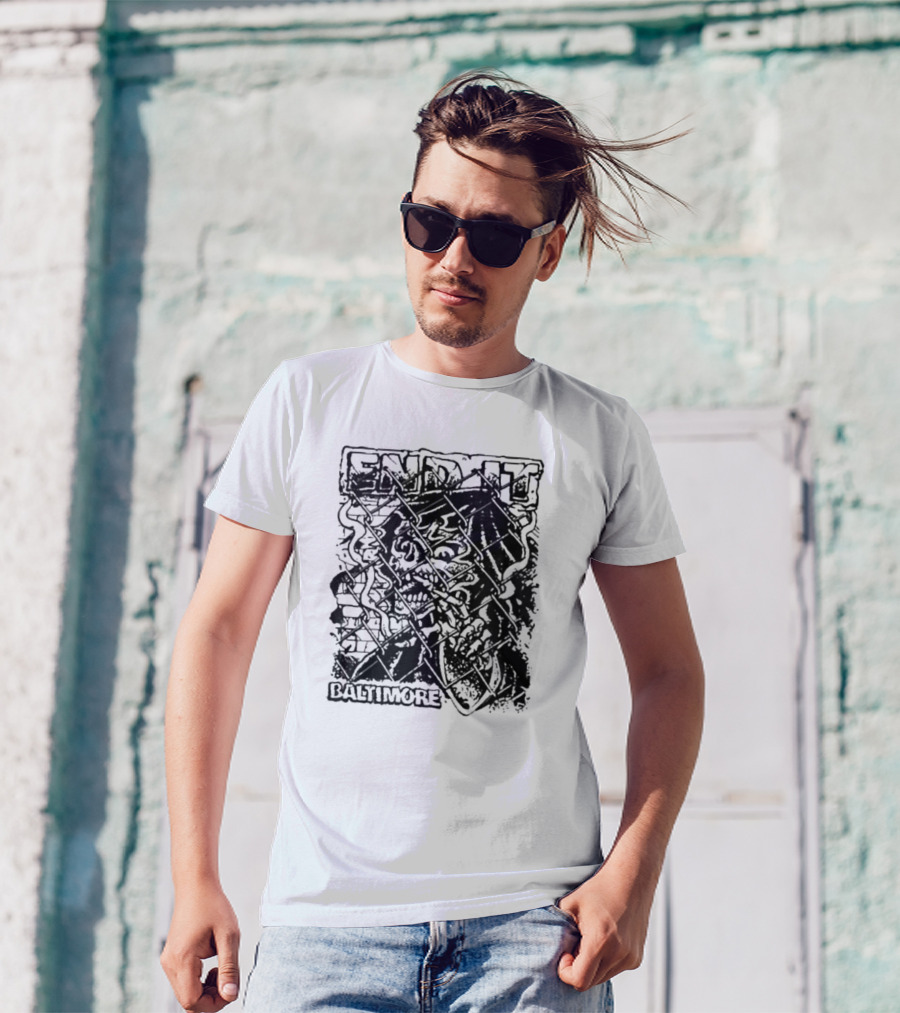 End It Baltimore Skull Behind Fence T-Shirt