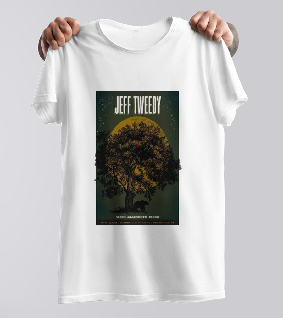 Jeff Tweedy With Elizabeth Moen October 11-13 2024 Bearsville Theater Woodstock NY Tour Silhouette And Bear T-Shirt