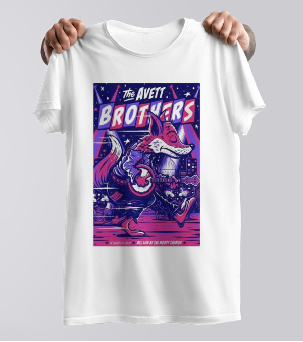 The Avett Brothers October 13 2024 ACL Live Moody Theater Austin TX Fox Playing Banjo T-Shirt