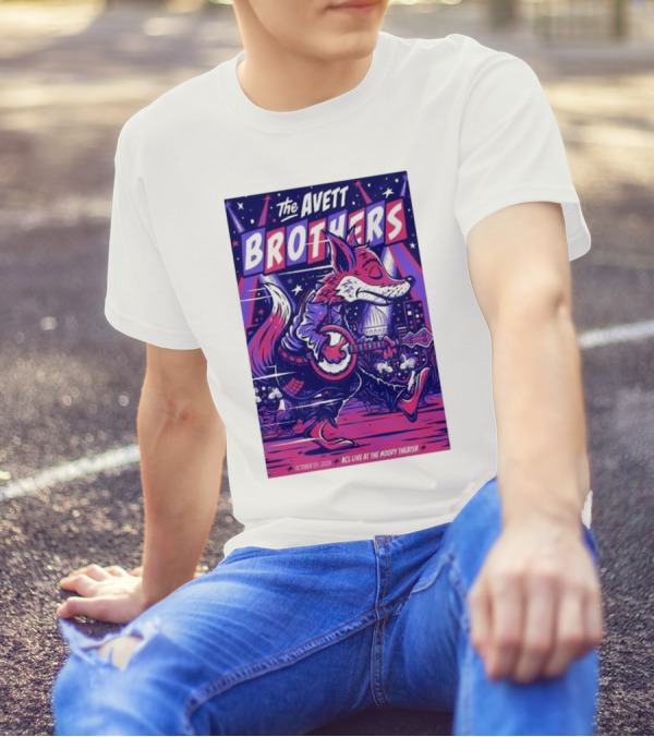 The Avett Brothers October 13 2024 ACL Live Moody Theater Austin TX Fox Playing Banjo T-Shirt