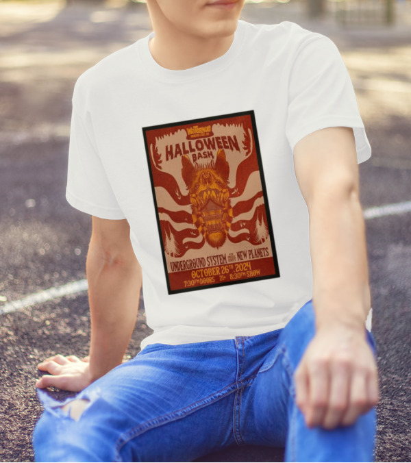 Halloween Bash Underground System New Planets October 26 2024 Saranac Lake New York 21 Plus T-Shirt