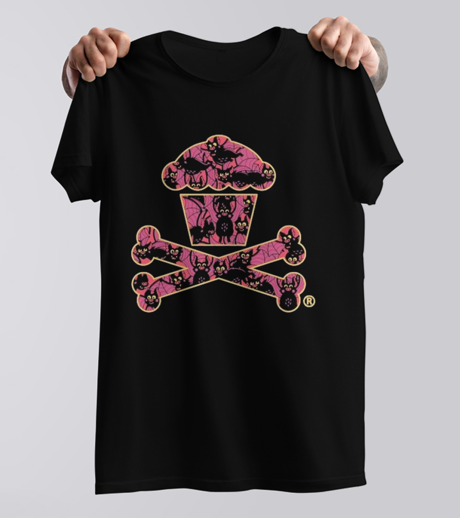 Batty Crossbones Cupcakes Halloween Bats T-Shirt