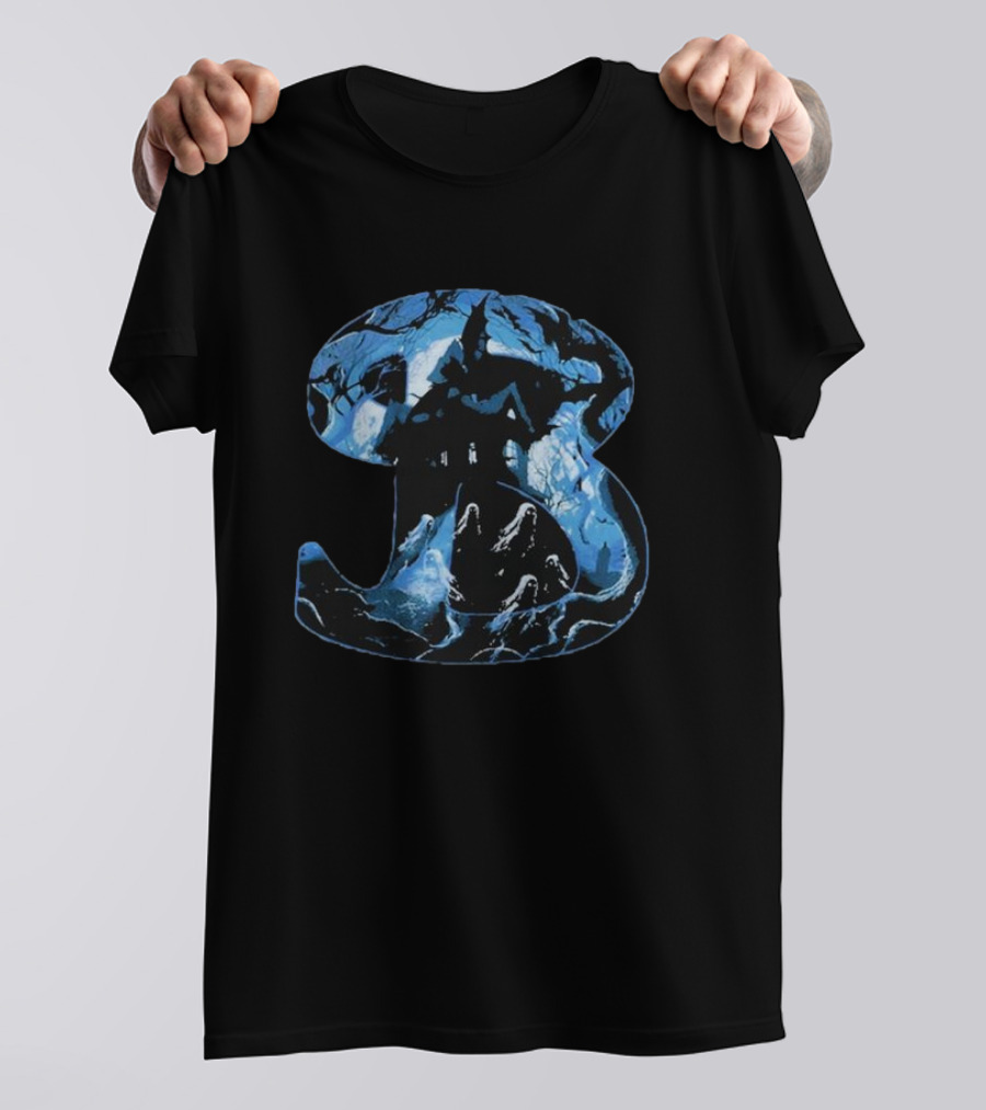 Bucket Squad Haunted Forest Nighttime Spooky House Scene T-Shirt