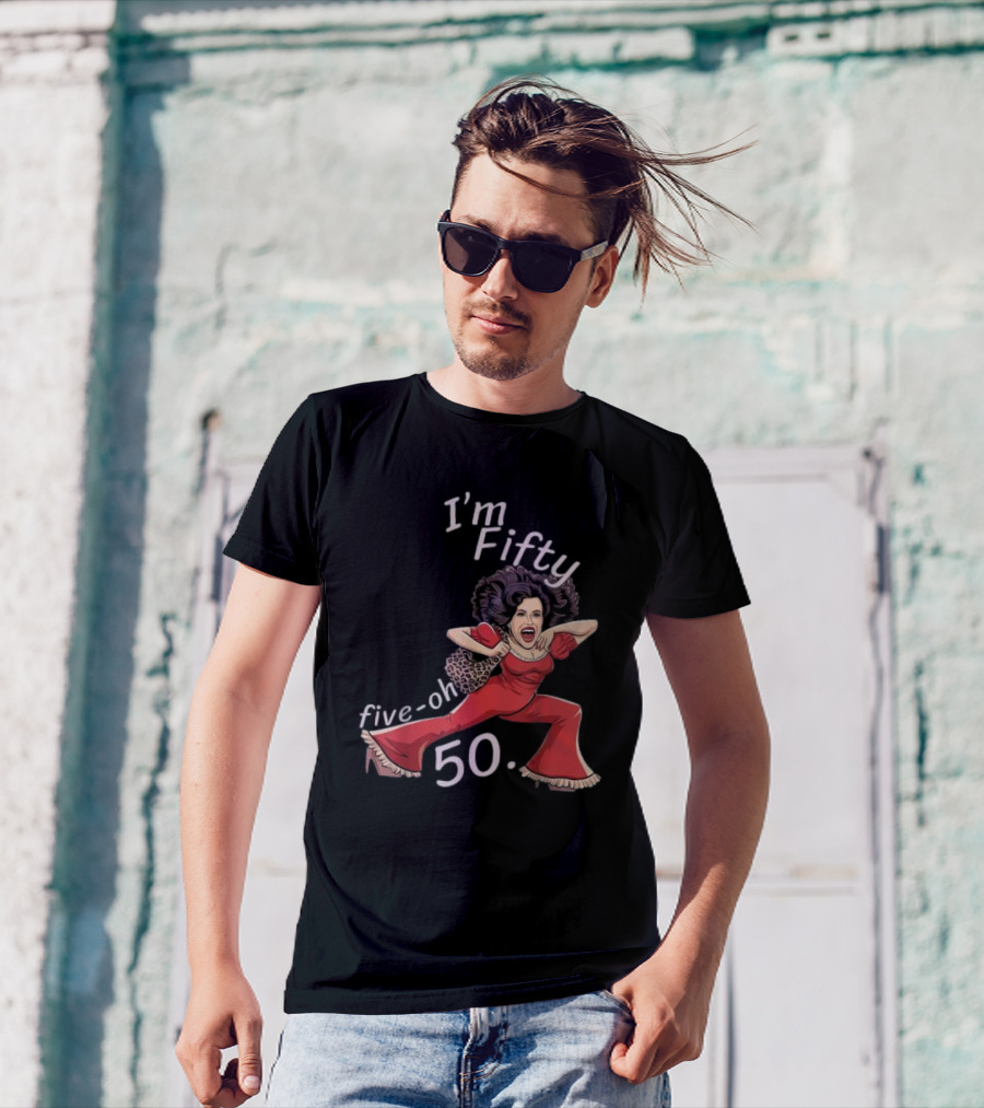 I’m Fifty Five-Oh 50 Leopard Bag Red Outfit Birthday O'Malley Lady T-Shirt