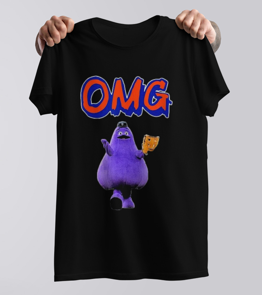 OMG New York Grimace Baseball Glove T-Shirt