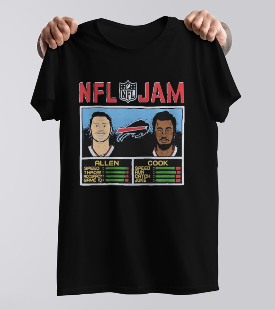 NFL Jam Bills Allen Cook Speed Throw Accuracy Game IQ Run Catch Juke T-Shirt