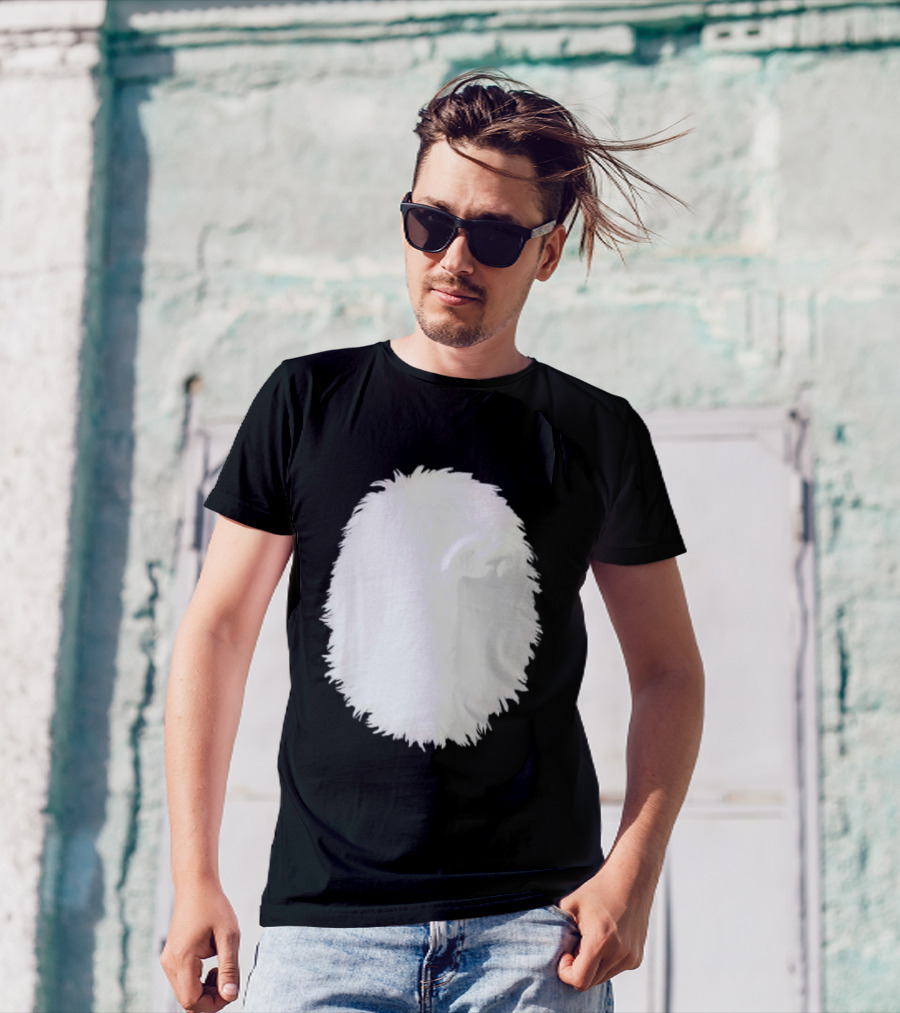 White Furry Belly DIY Costume Cosplay Animal Theme Panda Bear Cat Skunk Deer T-Shirt