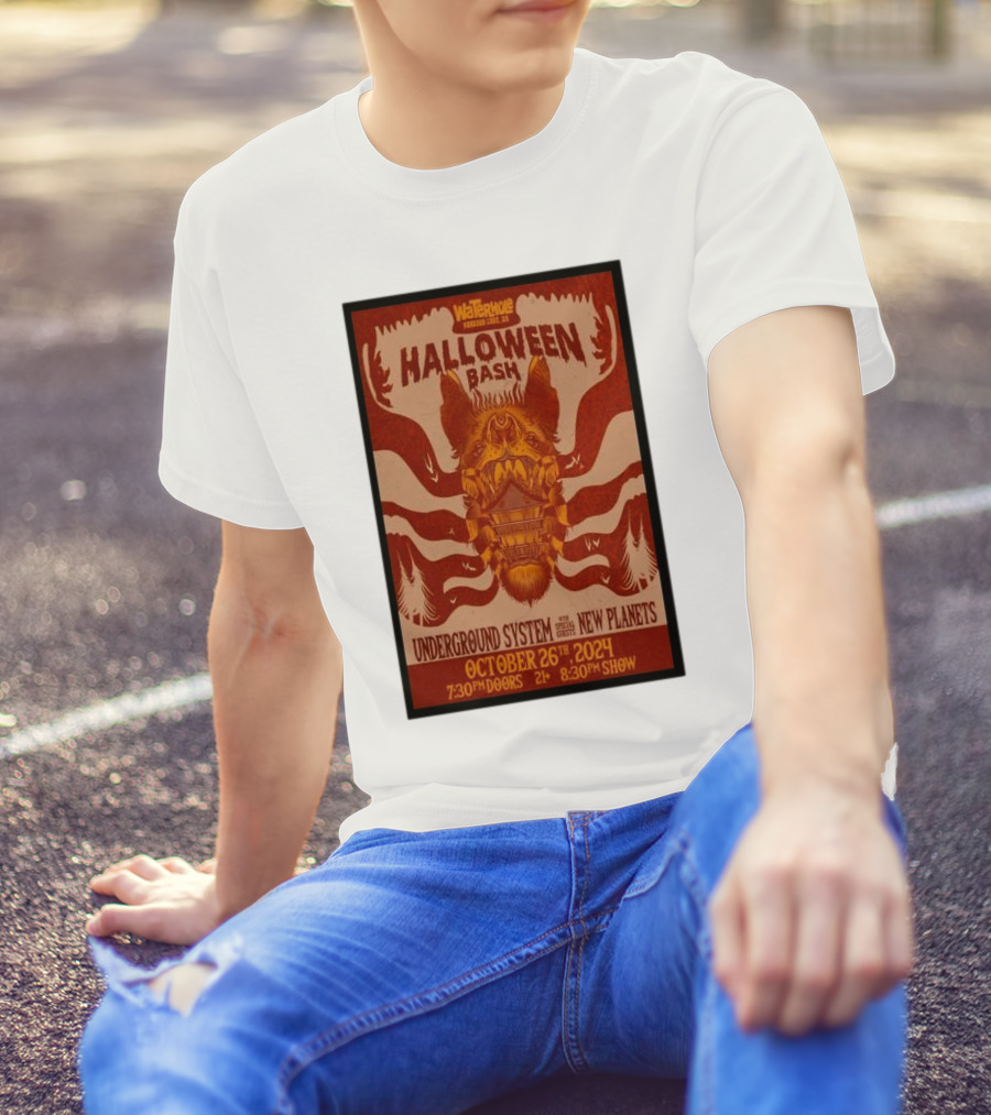 Waterhole Halloween Bash October 26th 2024 Saranac Lake Featuring Underground System And New Planets T-Shirt