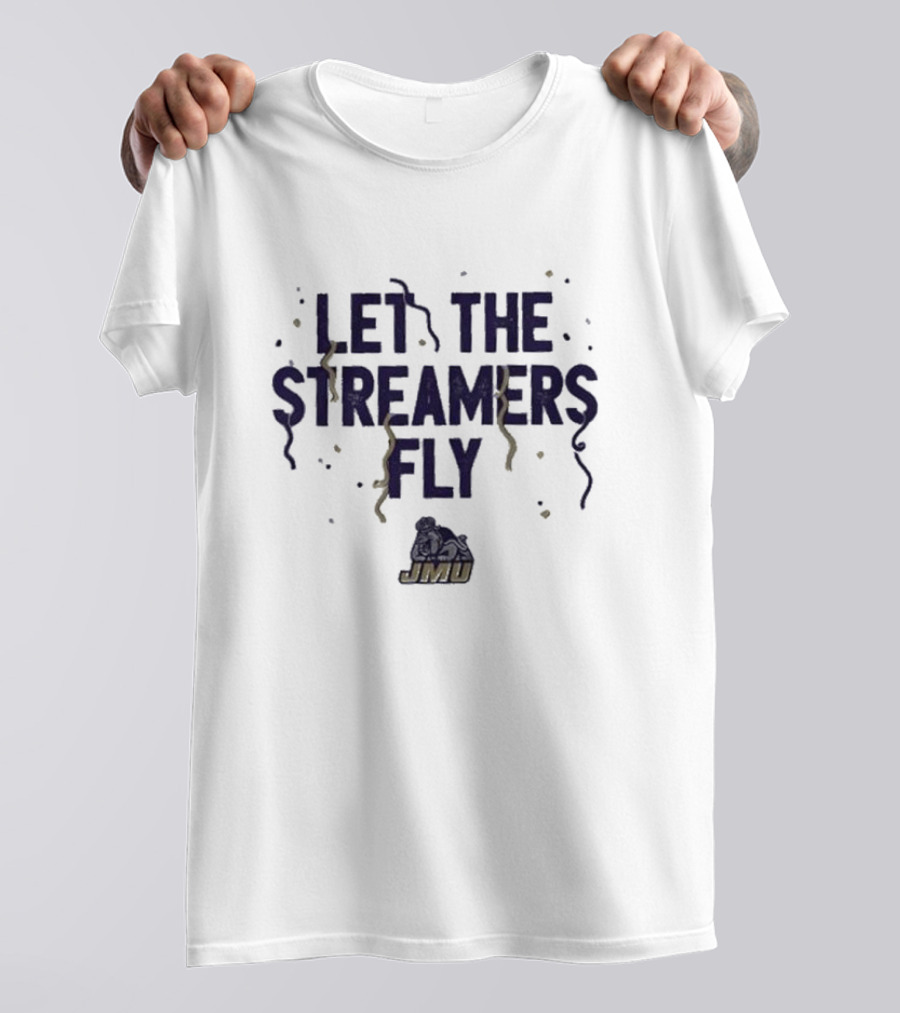 JMU Football Let The Streamers Fly Bold Purple Confetti With Mascot T-Shirt