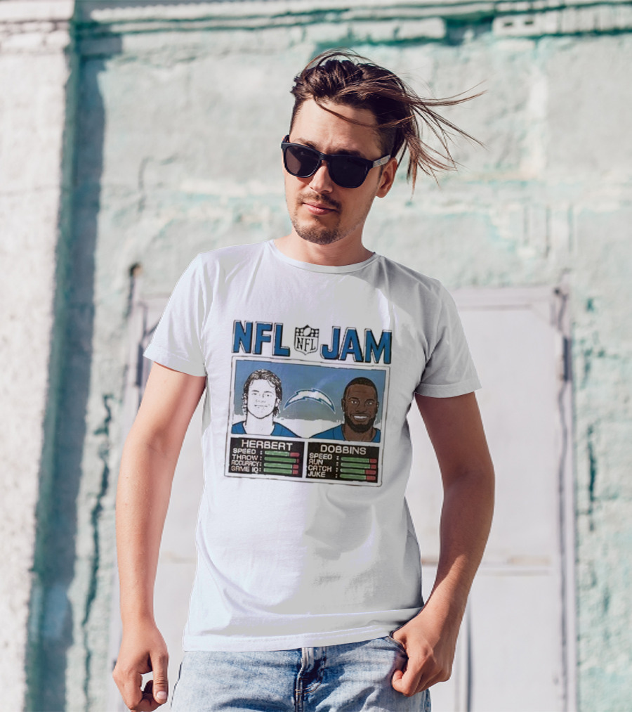 NFL Jam Chargers Herbert Dobbins Stats T-Shirt
