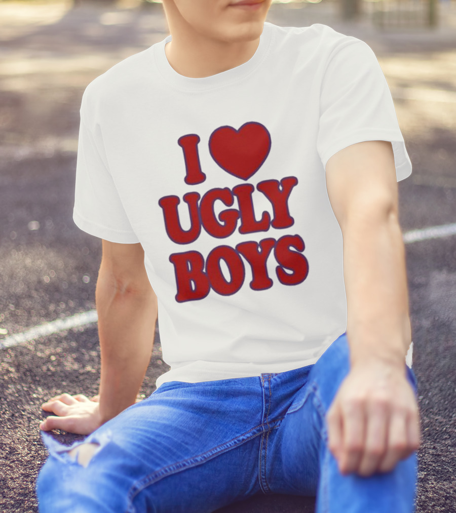 Omar Apollo I Love Ugly Boys Red Text Heart T-Shirt