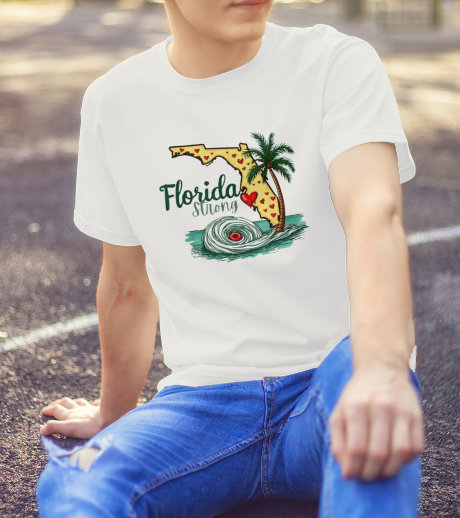 Pray For Tampa Bay Florida Strong Palm Tree Heart Map Hurricane T-Shirt