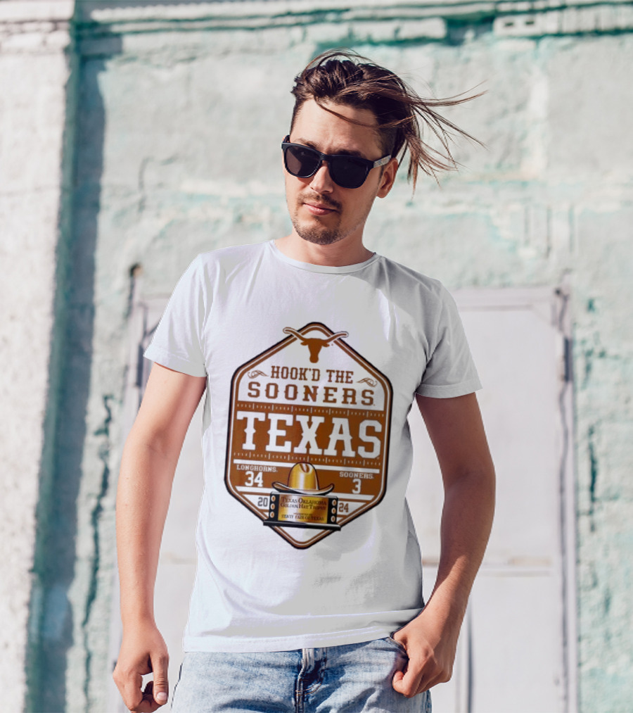Hook'd The Sooners Texas Longhorns 34 Sooners 3 Red River Rivalry 2024 State Fair Of Texas T-Shirt
