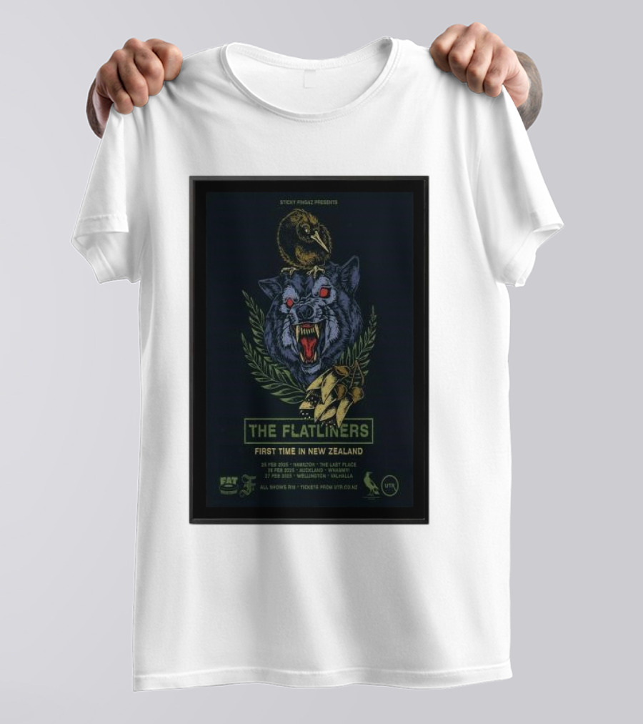 The Flatliners New Zealand 2025 Tour With Wolf And Raven T-Shirt