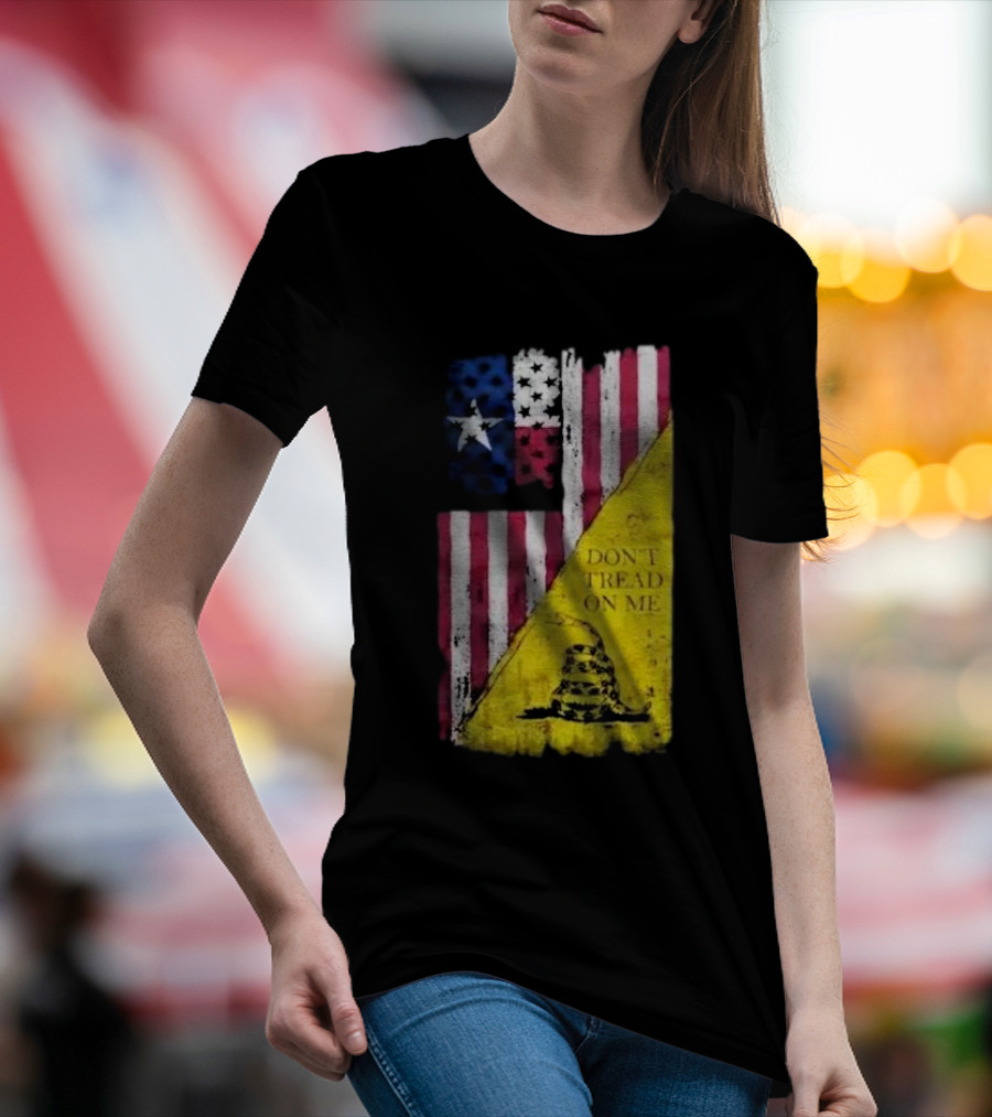 Don’t Tread On Me American Flag Gadsden Snake Vintage T-Shirt