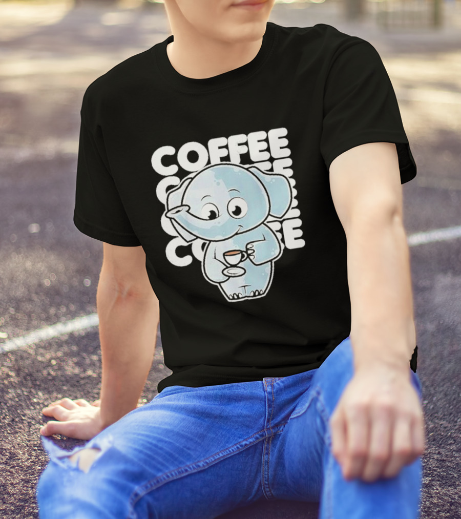 Cute Elephant Coffee Kawaii Neko Anime T-Shirt