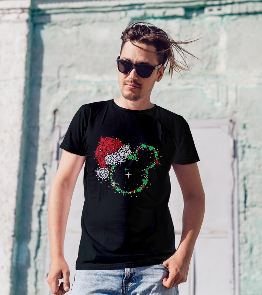 Mickey Mouse Santa Hat Christmas Lights Disney T-Shirt