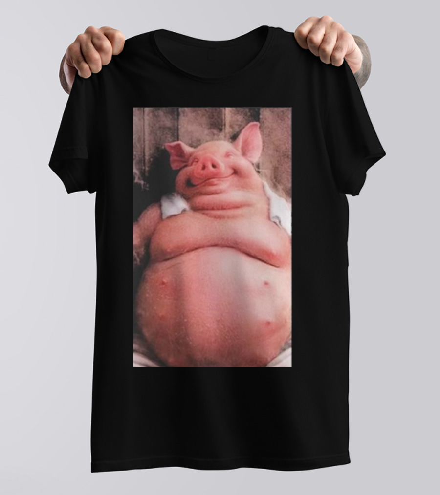 Temu Pig Funny Happy Cartoon Character Image T-Shirt