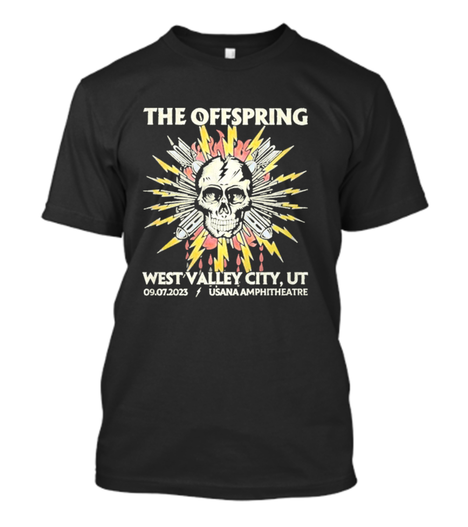 The Offspring West Valley City UT 09.07.2023 USANA Amphitheatre Skull Lightning Bombs T-Shirt