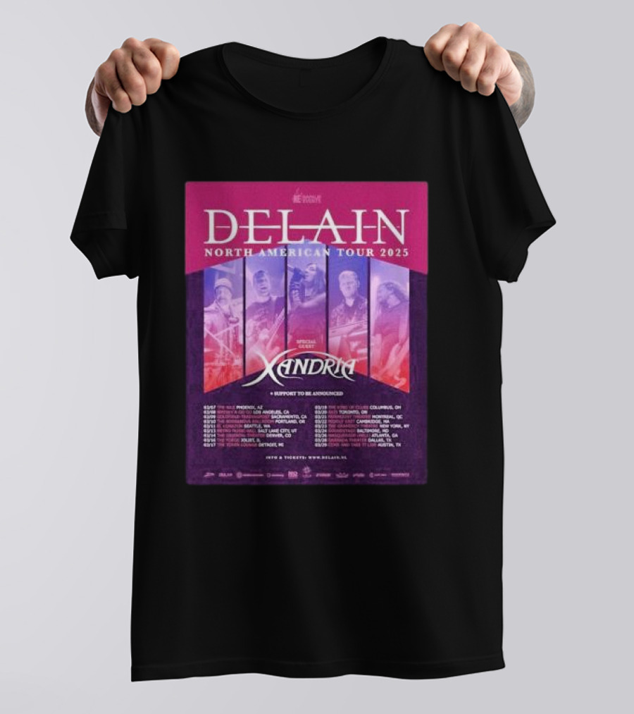 Delain North American Tour 2025 Featuring Xandria Special Guest T-Shirt