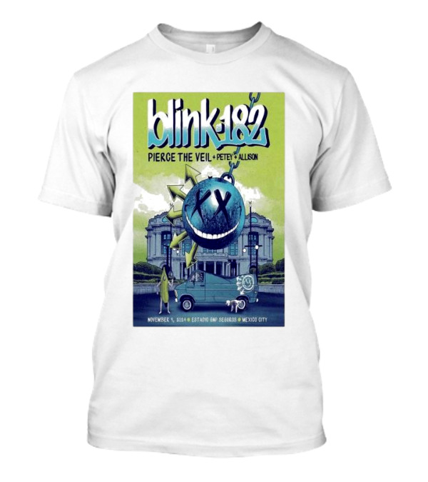Blink 182 November 9 2024 Mexico City Estadio GNP Seguros Concert With Pierce The Veil Petey Allison T-Shirt