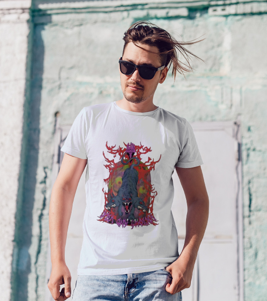 Cerberus Vicious And Psychedelic Flames T-Shirt