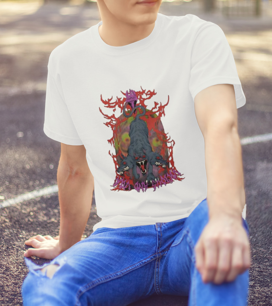 Cerberus Vicious And Psychedelic Flames T-Shirt