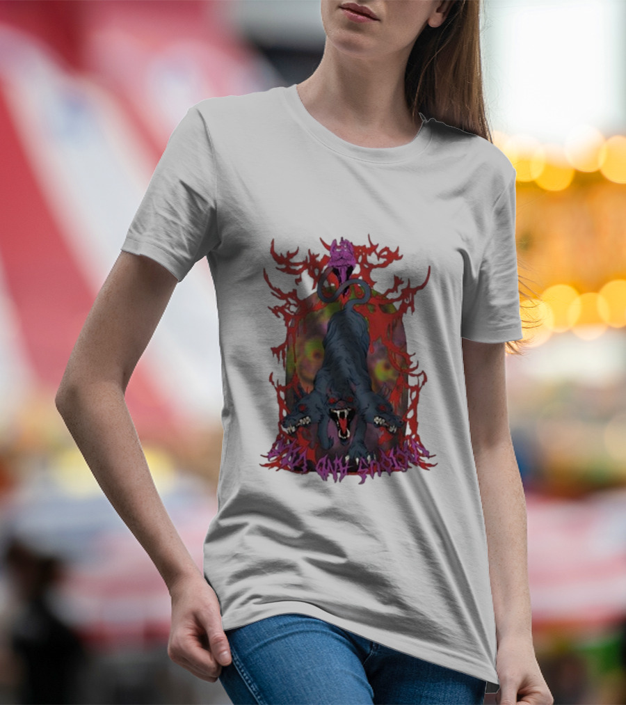 Cerberus Vicious And Psychedelic Flames T-Shirt