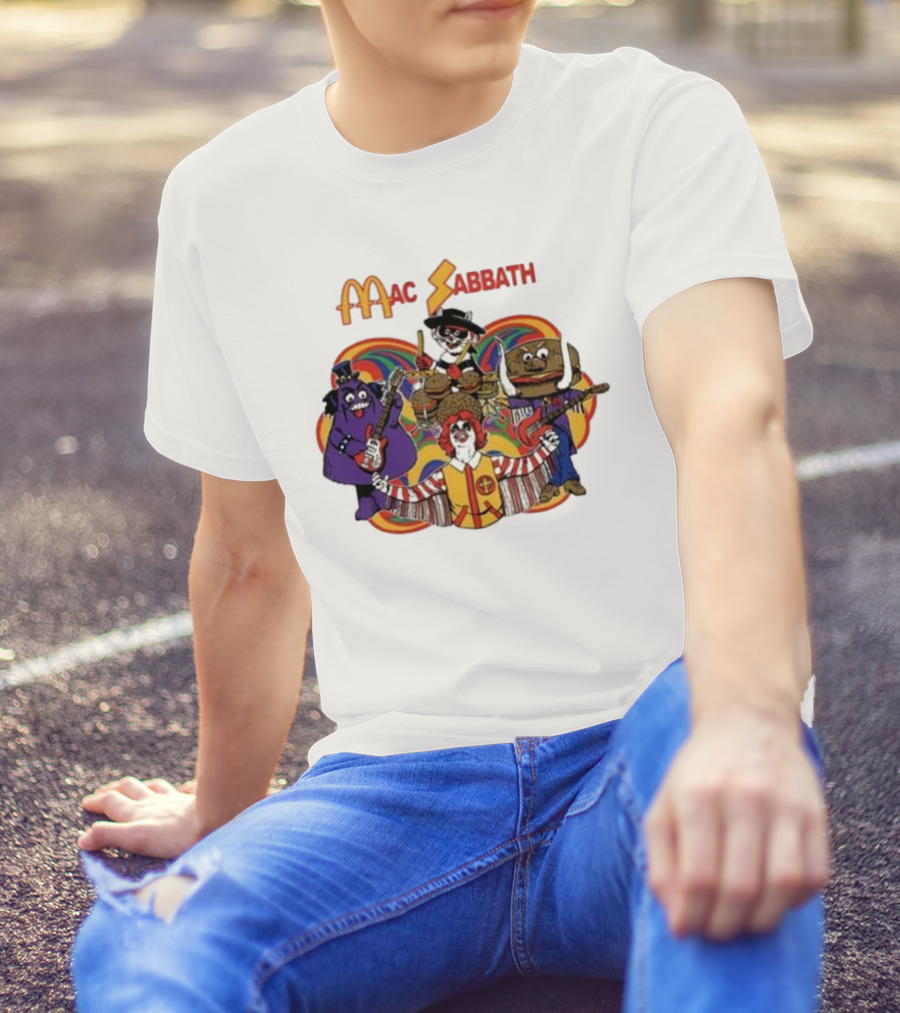 Mac Sabbath Cartoon Band Characters Playing Instruments T-Shirt