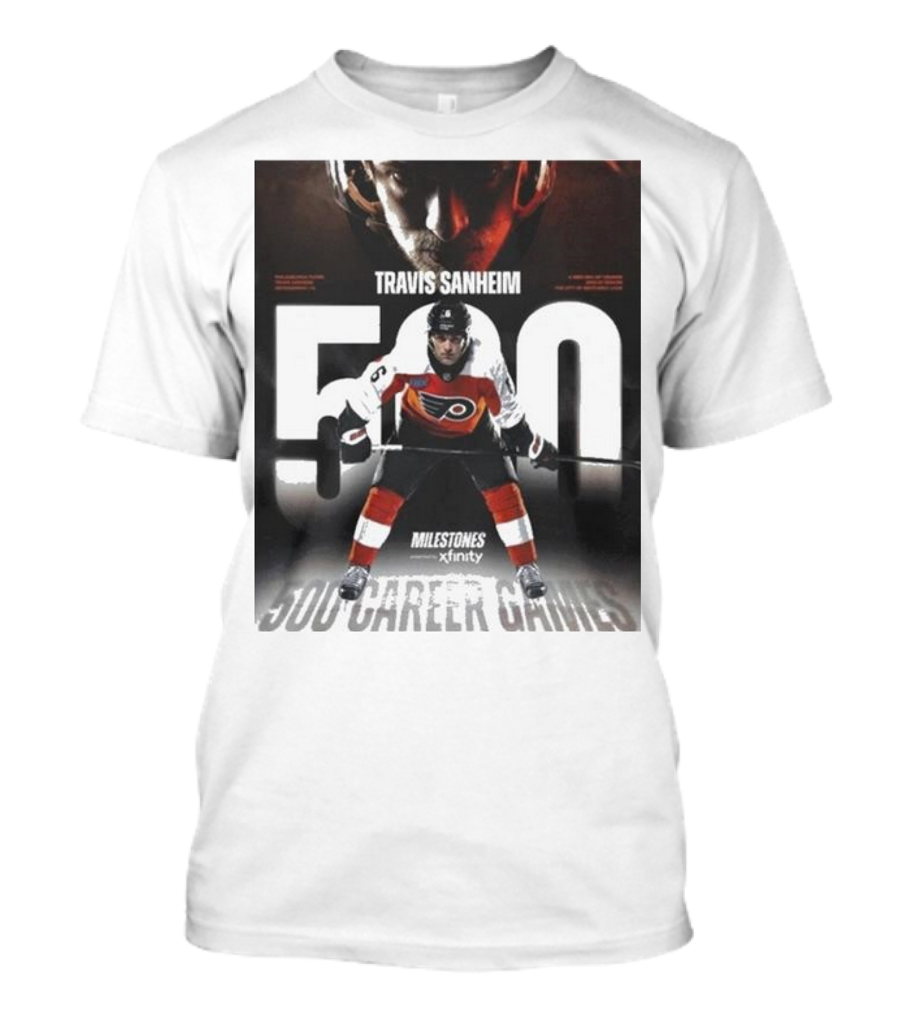 Travis Sanheim Philadelphia Flyers 500 Career Games Milestone NHL T-Shirt