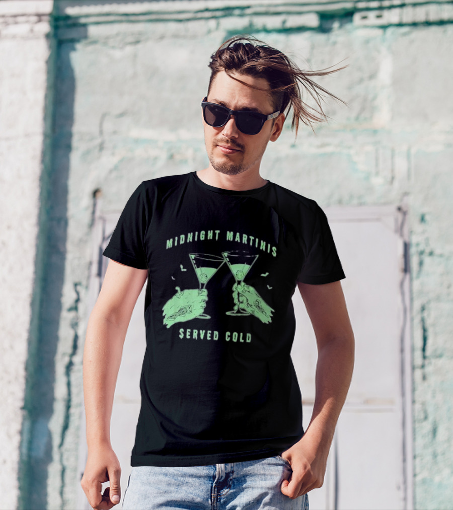 Midnight Martinis Served Cold Zombie Hands Cheers T-Shirt