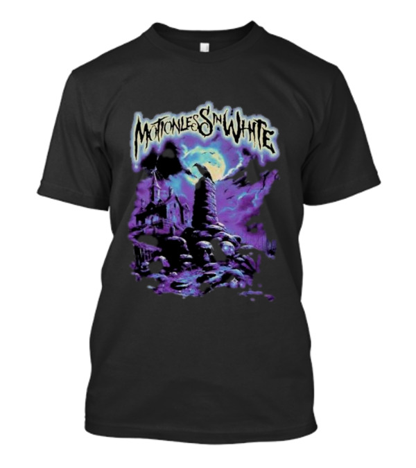 Motionless In White Spooky Purple Night Cemetery Scene T-Shirt