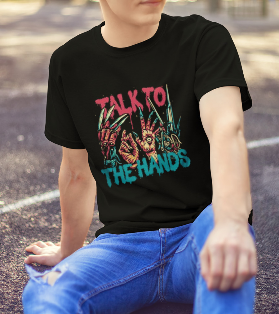 Talk To The Hands Halloween Horror Icons T-Shirt