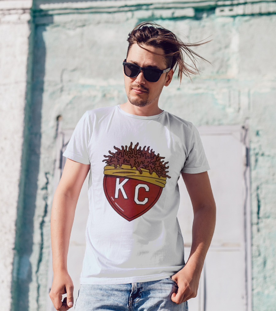 Charlie Hustle KC Heart Logo With Afro Hairband T-Shirt