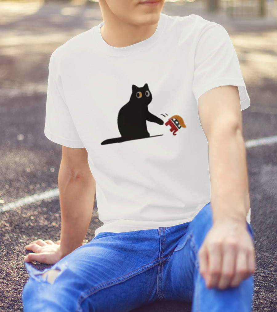 Childless Cat Ladies Pushing GOP Elephant With Trump Hair T-Shirt