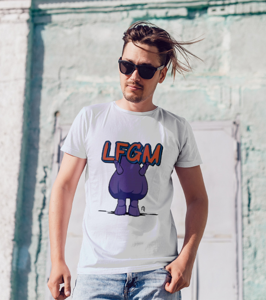 LFGM Monster Grimace New York Mets Sign T-Shirt