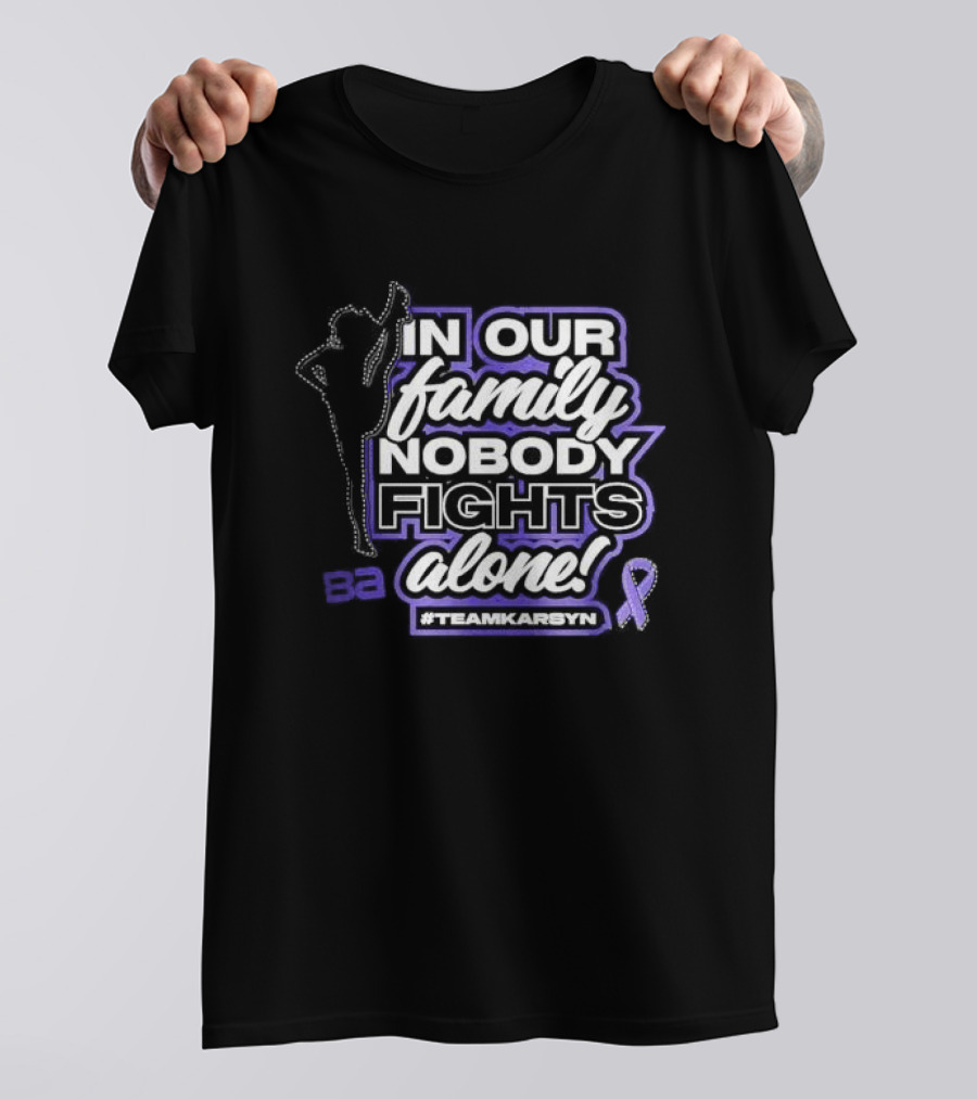 In Our Family Nobody Fights Alone Teamk Arsyn 2024 Purple Ribbon Balloon T-Shirt