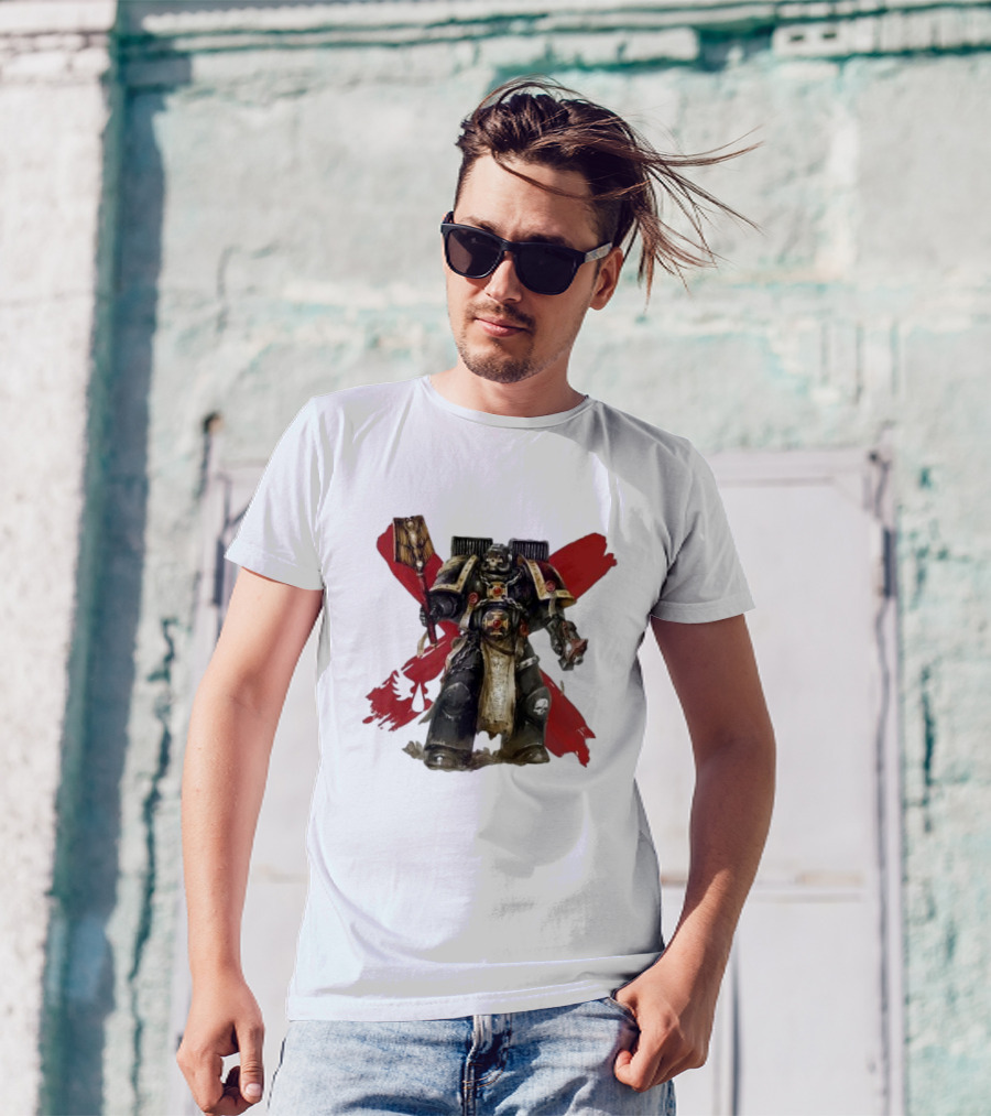 Blood Angels Joytoy Warhammer Space Marine With Red Wings Background T-Shirt