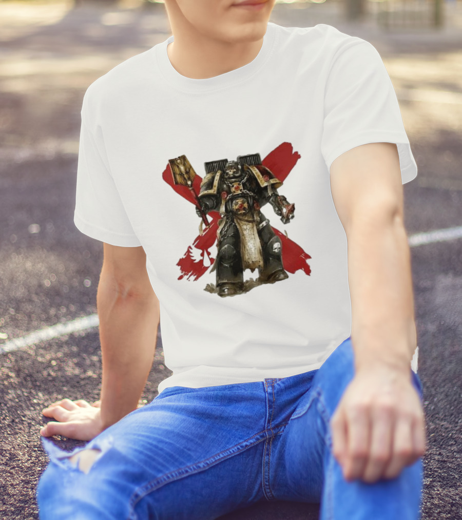 Blood Angels Joytoy Warhammer Space Marine With Red Wings Background T-Shirt