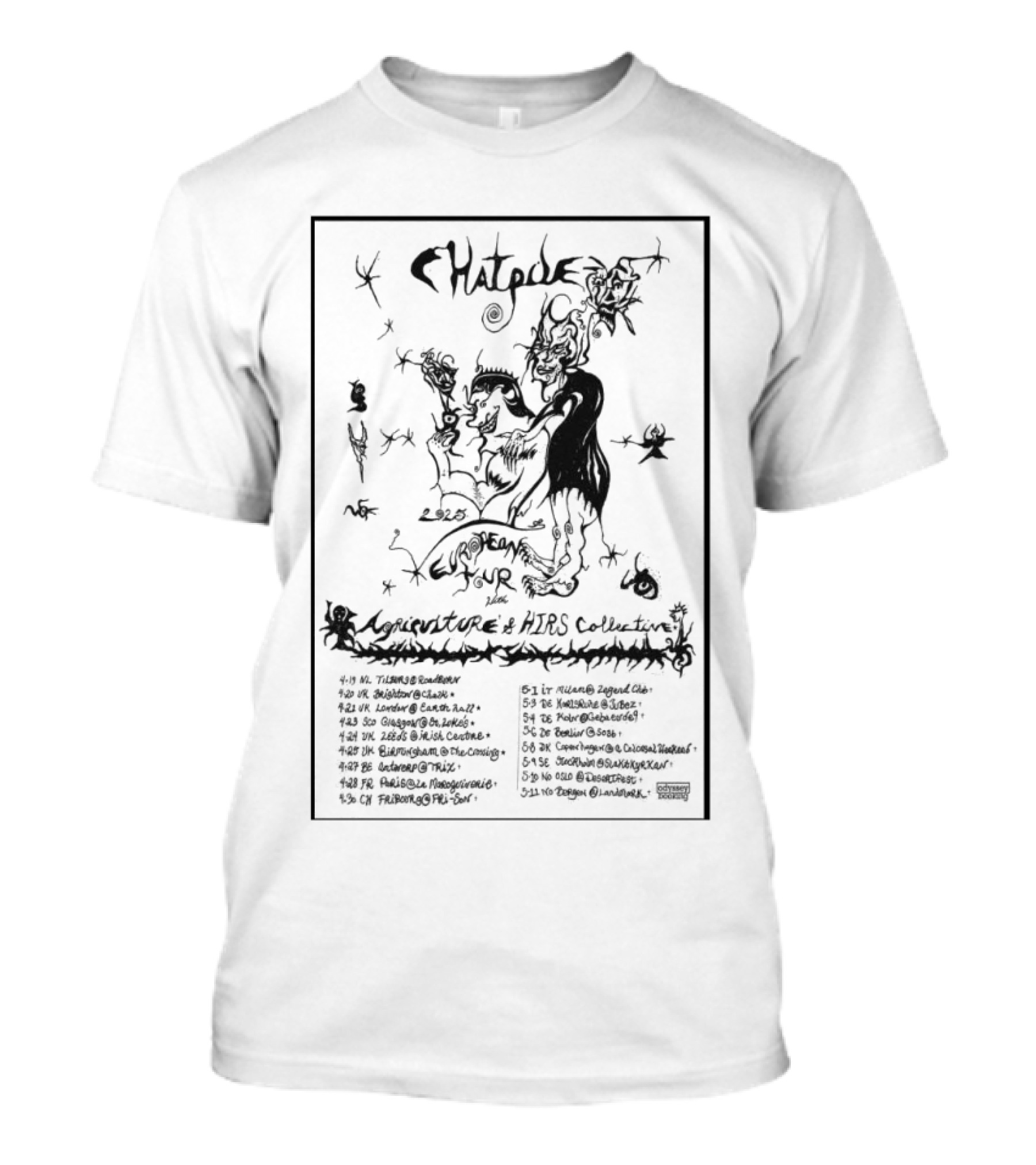 Chat Pile 2025 European Tour Featuring Agriculture And HIRS Collective T-Shirt